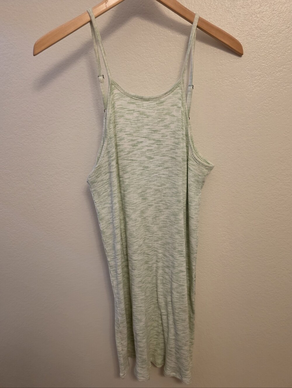 O'Neill Light Green Ribbed Mini Dress with Adjustable Straps